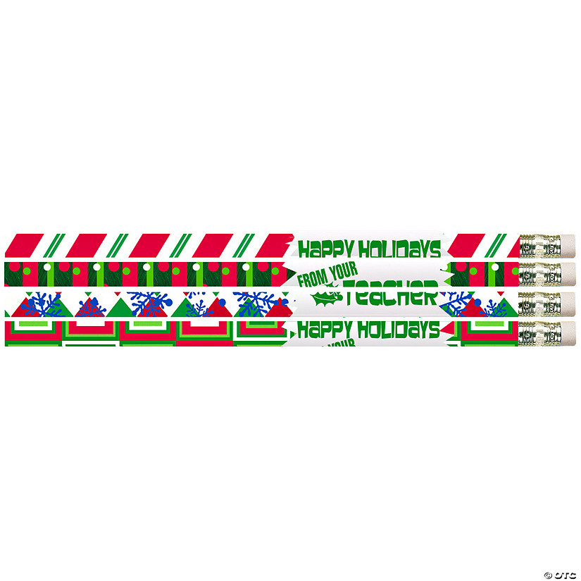 Musgrave Pencil Company Happy Holidays From Your Teacher Motivational Pencils, 12 Per Pack, 12 Packs Image