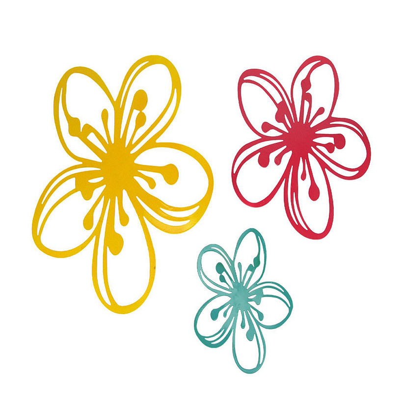 Napco Imports Set of 3 Brightly Colored Metal Floral Splash Silhouette Wall Sculptures Image