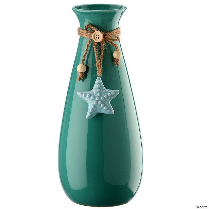 National Tree Company 10" Porcelain Vase- Turquoise Image