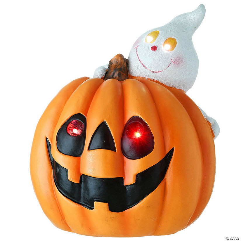 National Tree Company 12 in. Happy Pumpkin and Ghost with LED Light Image