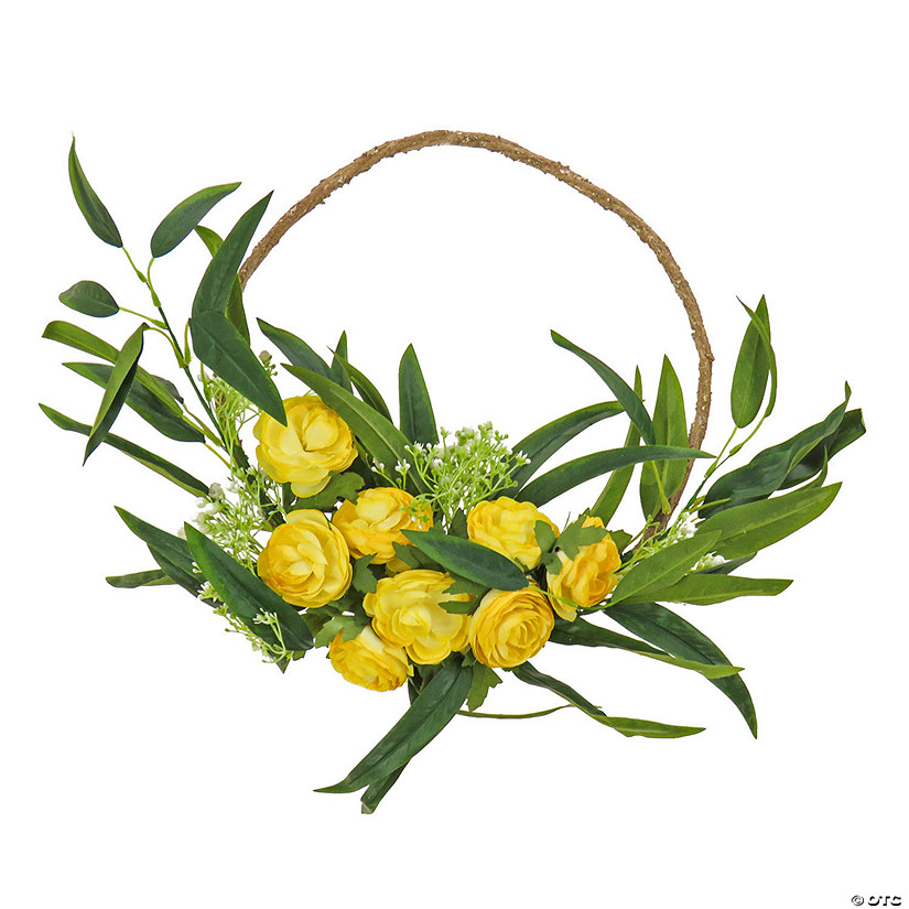 National Tree Company 16" Buttercups And Baby&#8217;s Breath Hoop Wreath Image