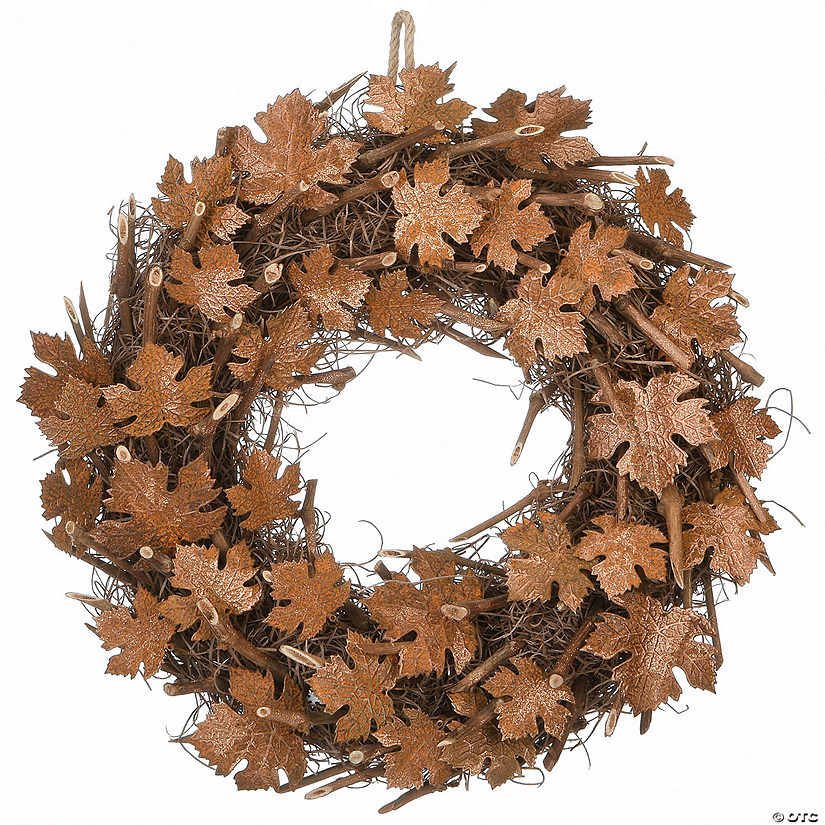 National Tree Company 18 in. Harvest Brown Maple Leaves Wreath Image