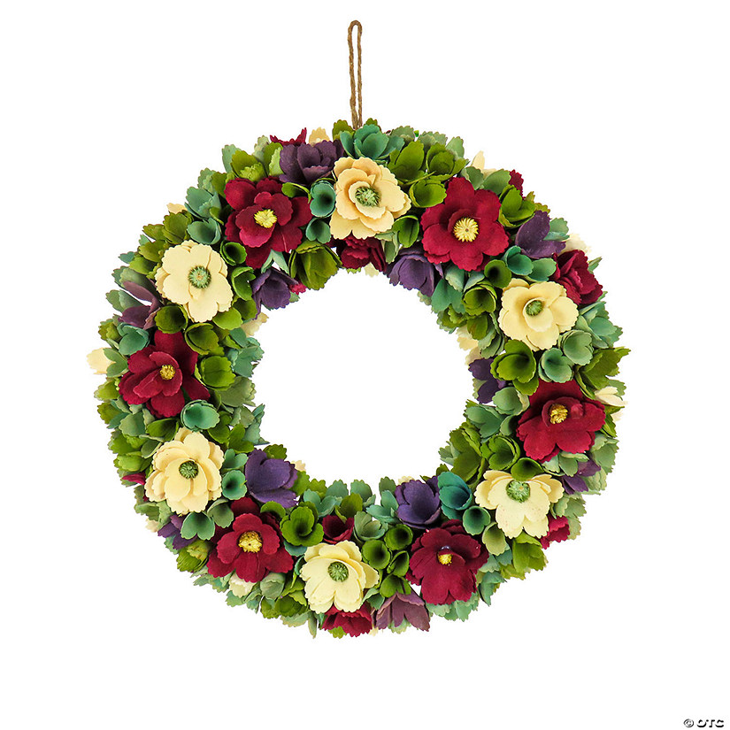 National Tree Company 18" Red And Cream Floral Wreath Image