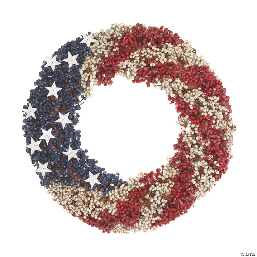 National tree company 19" red white and blue berries wreath Image