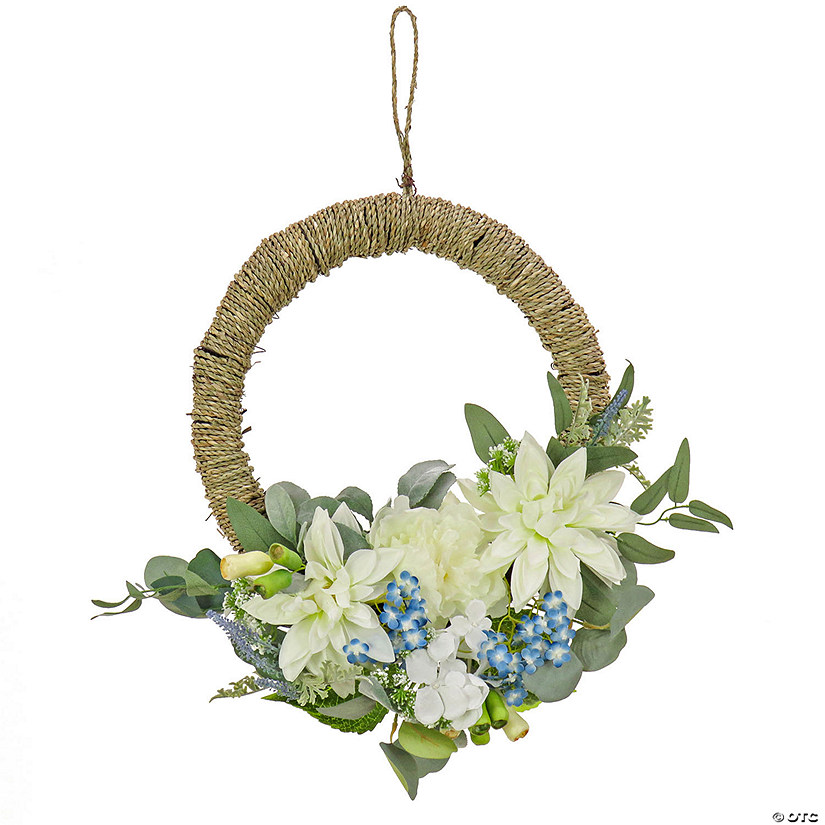 National Tree Company 20" Dahlia, Peony, And Hydrangea Hoop Wreath Image