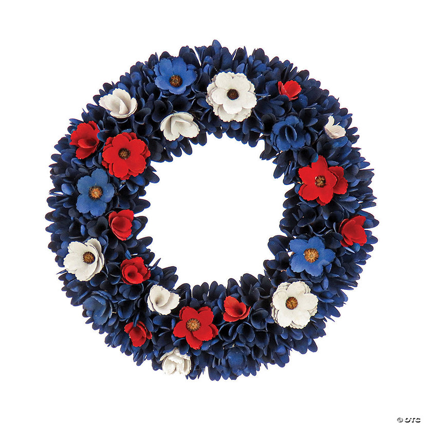 National tree company 20" red, white and blue floral wreath Image