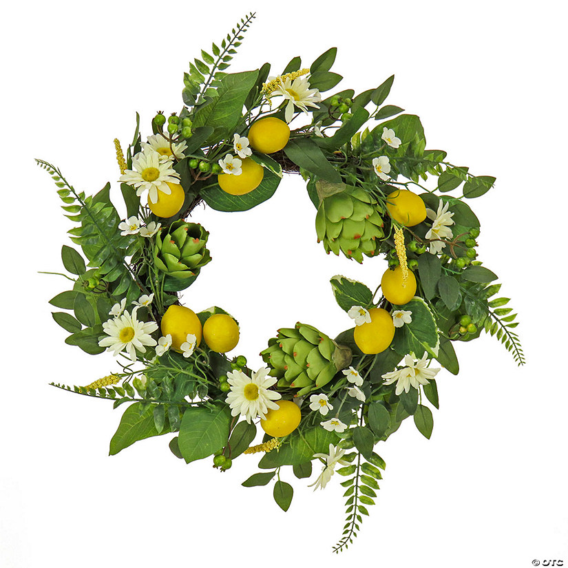 National Tree Company 22" Daisy, Artichoke And Lemon Wreath Image
