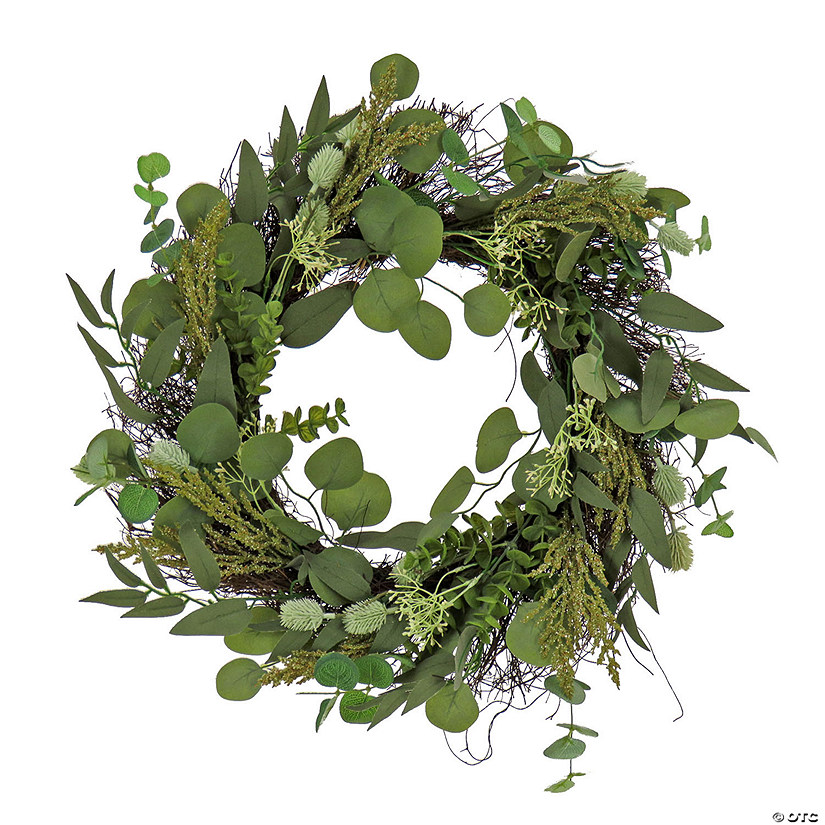 National Tree Company 22" Eucalyptus And Baby&#8217;s Breath Spring Wreath Image