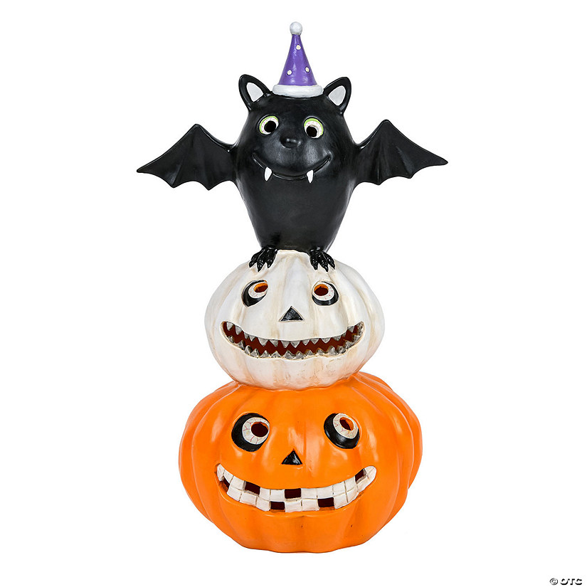 National Tree Company 22 in. Pre-Lit Bat Standing on Pumpkins Image