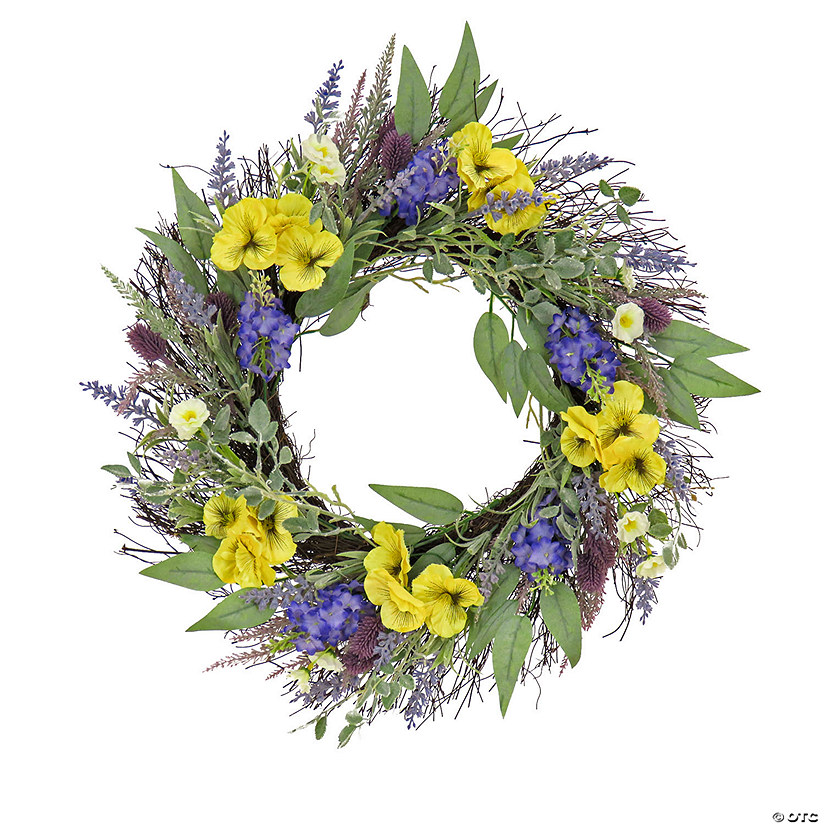 National Tree Company 22" Pansy And Lavender Wreath Image