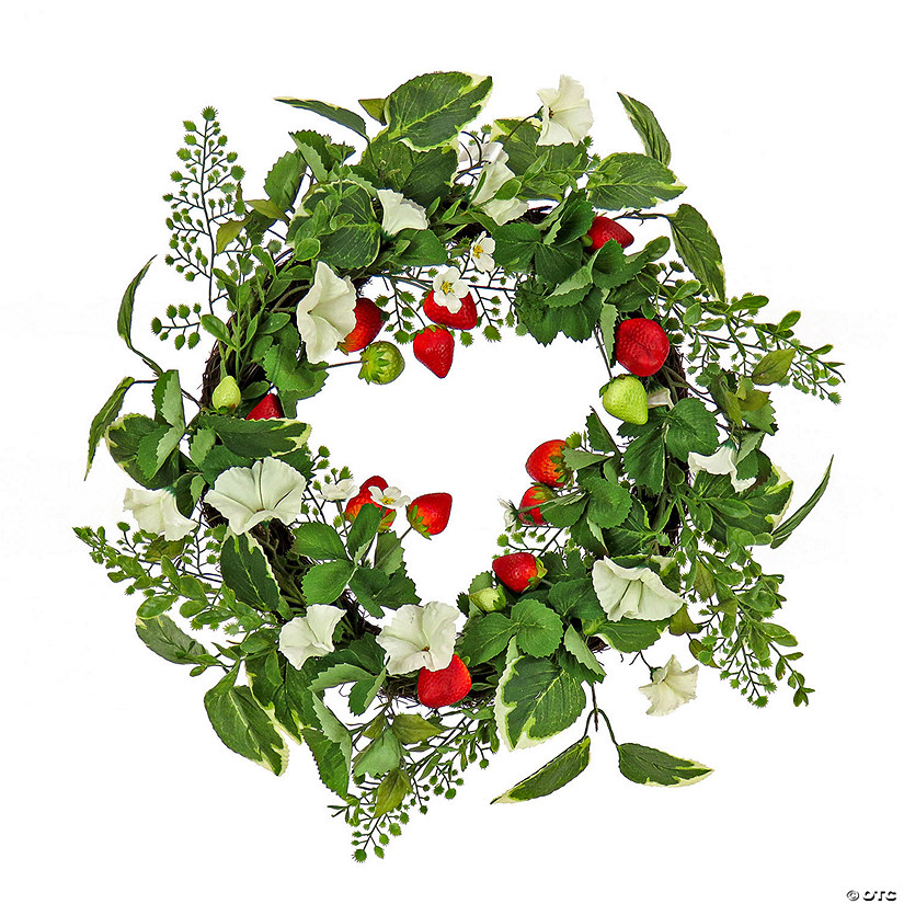 National Tree Company 22" Petunia And Strawberry Wreath Image
