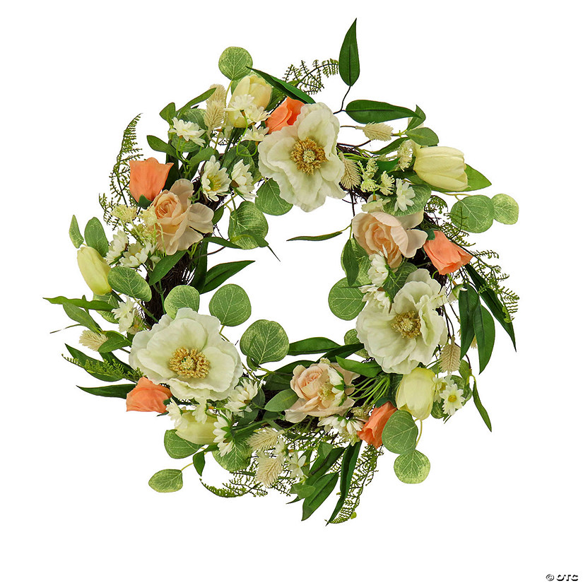 National Tree Company 22" Tulips, Poppies, And Buttercups Wreath Image
