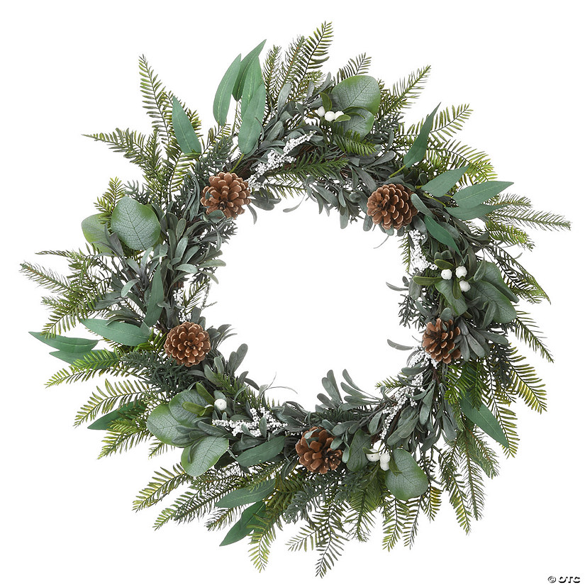 National Tree Company 24" Mixed Leaf Christmas Wreath Image