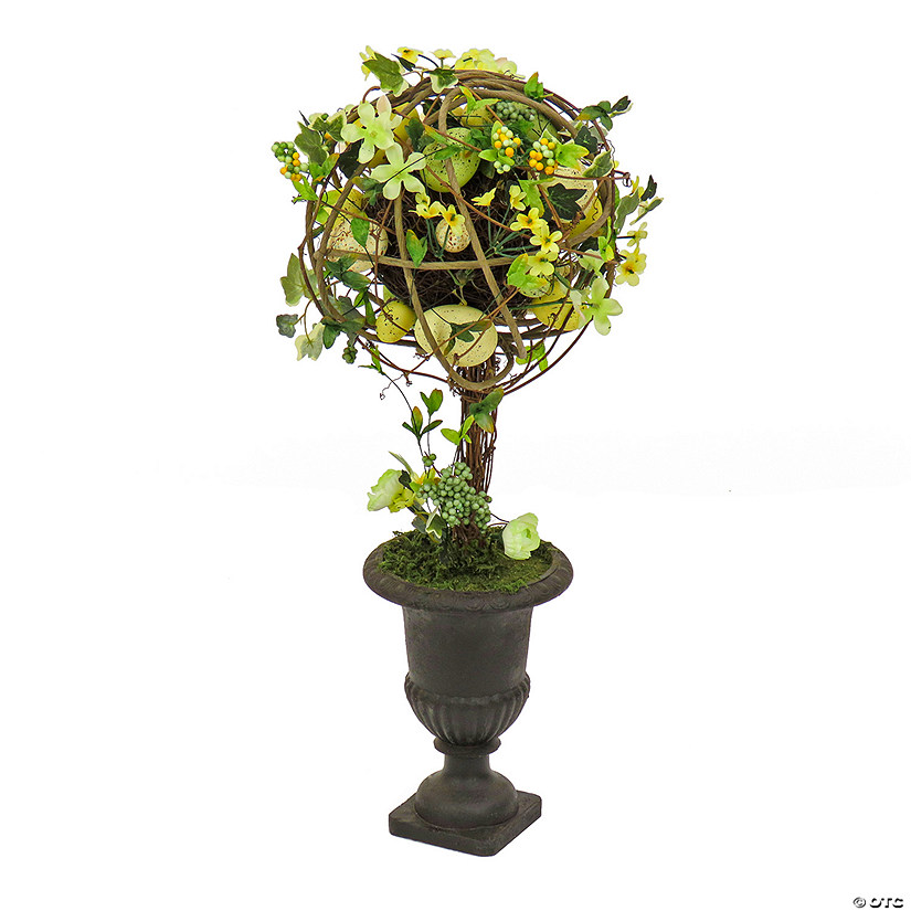 National Tree Company 26" Topiary Ball in a Urn with Eggs, Daffodils & Berries Image