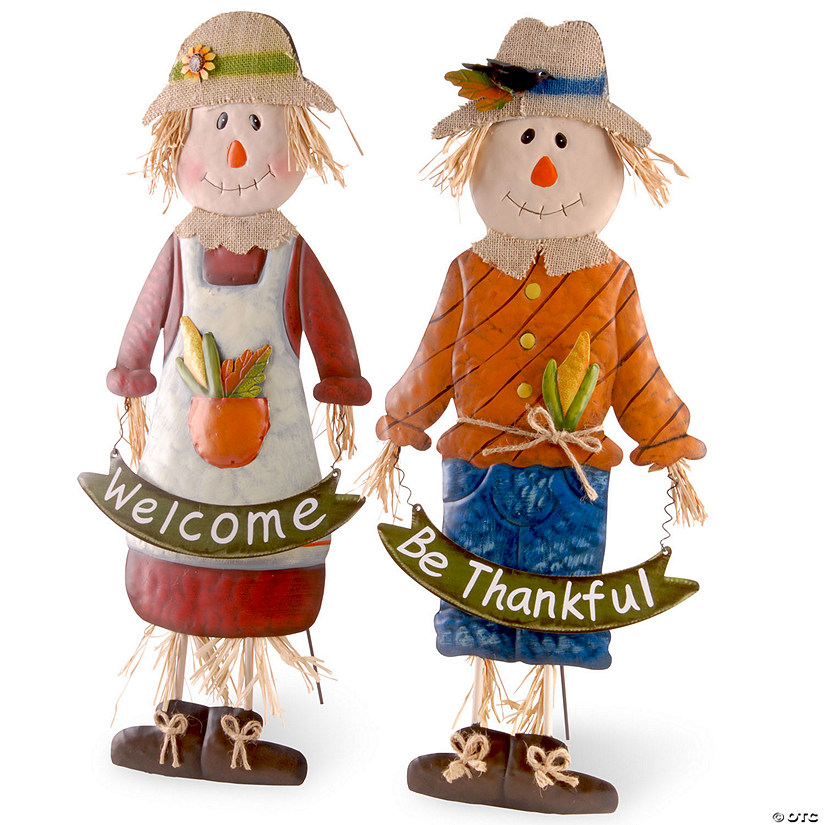 National Tree Company 27 in. Metal Scarecrow Pair Image