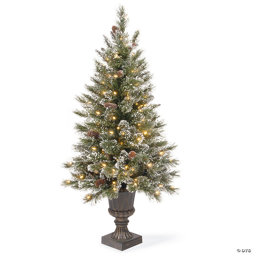 National Tree Company 4 ft. Pre-Lit Artificial Christmas Entrance Tree, Glittery Bristle Pine with Twinkly LED Lights, Plug in Image