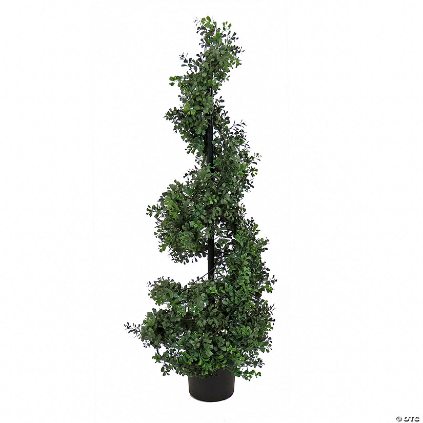 National Tree Company 48" Boxwood Spiral Topiary in Black Plastic Nursery Pot Image