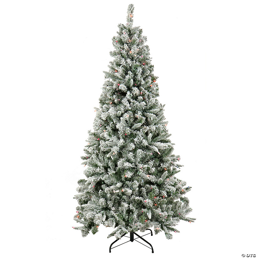 National Tree Company 6.5 ft. Artificial Snowy Mixed Pine Christmas Tree, Pre-Lit with Multi Incandescent Lights, Plug In Image