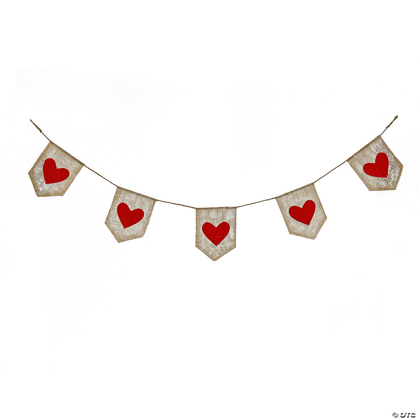 National Tree Company 6 ft. Valentine Garland with Red Hearts Image