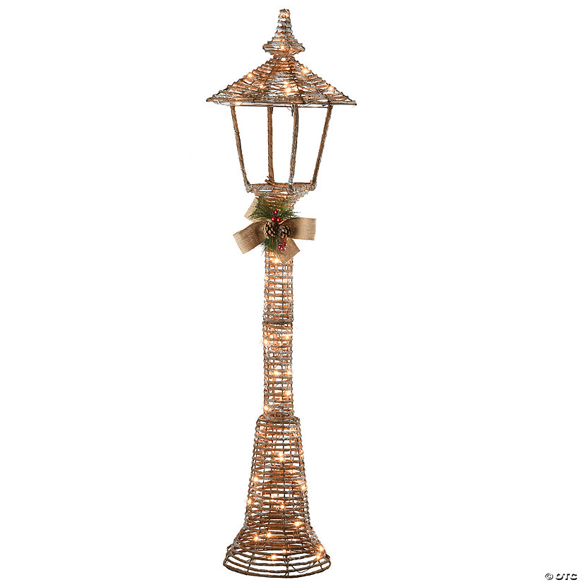 National Tree Company 60" Pre Lit Champagne Vine Lamppost Decoration, Clear Lights, Plug In, Christmas Collection Image