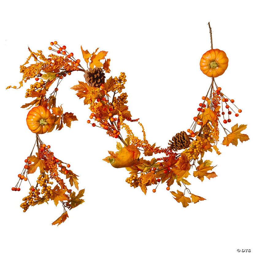 National Tree Company 72 in. Maple Leaf and Pumpkins Garland Image