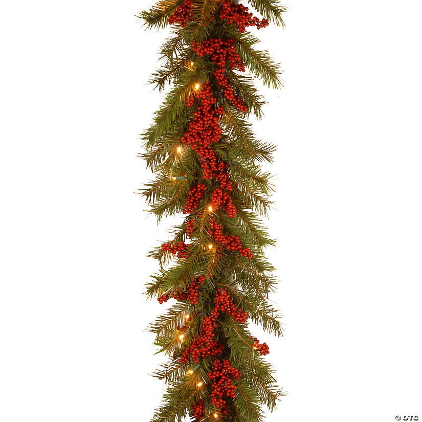 National Tree Company 9 ft. Valley Pine Garland with Battery Operated Warm White LED Lights Image