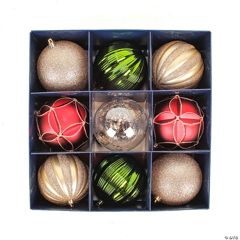 National Tree Company, First Traditions - 4" Gold Xmas Ball Decor Set-Set of 9 Image