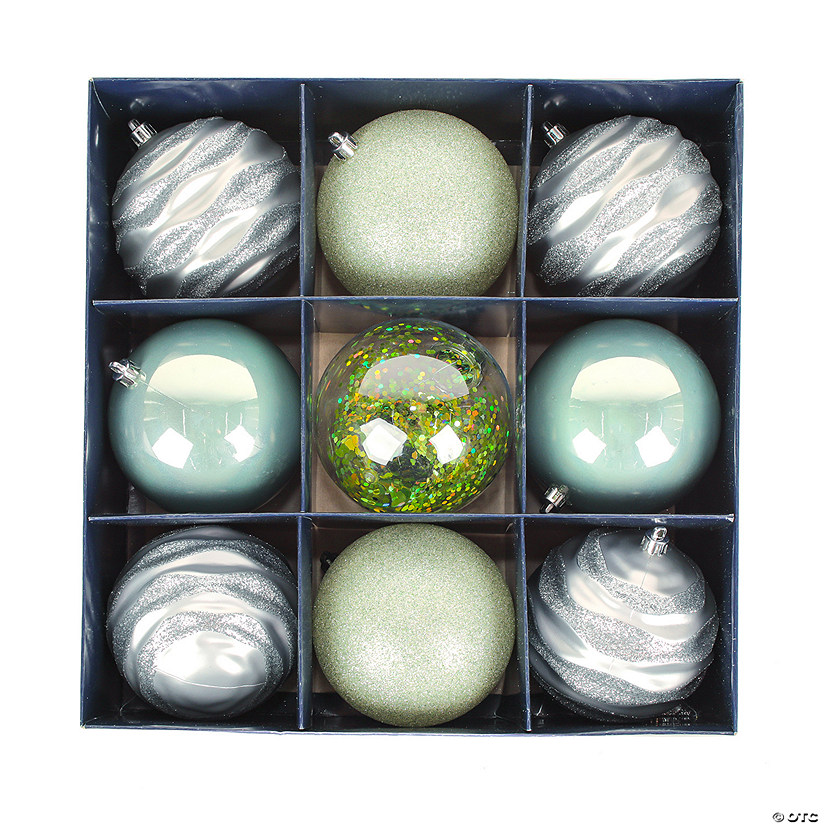 National Tree Company, First Traditions - 4" Mint Xmas Ball Decor Set-Set of 9 Image