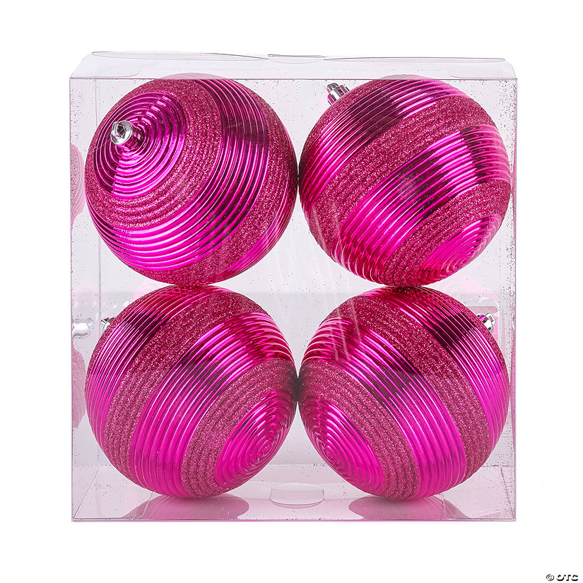 National Tree Company First Traditions&#8482; 4 Piece Shatterproof Swirling Pink Ornaments Image