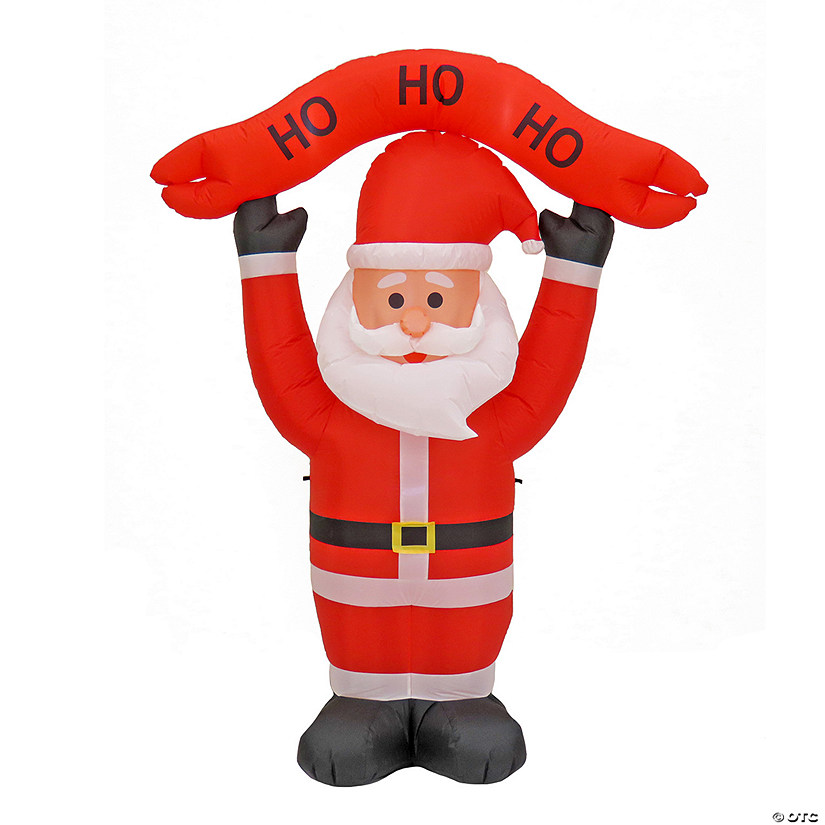 National Tree Company First Traditions - 7' Red Inflatable Blow Up Santa with 3 Warm White LED Lights Image