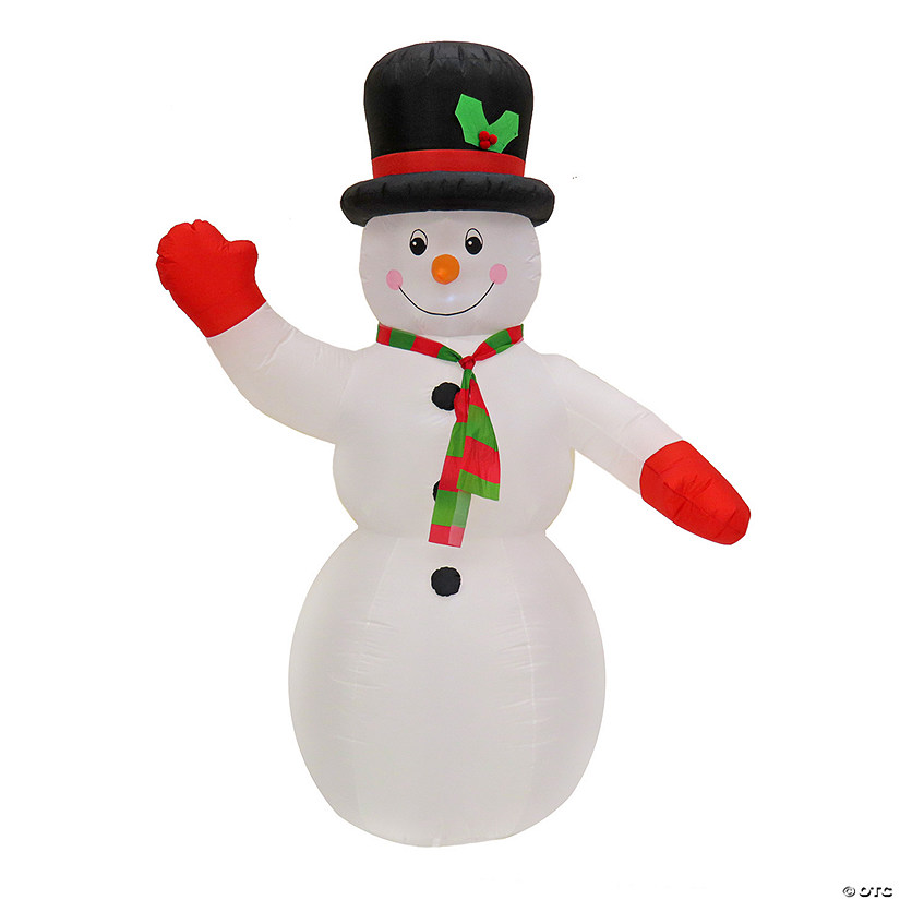 National Tree Company First Traditions - 8' Inflatable Blow Up Snowman with 3 Warm White LED Lights Image