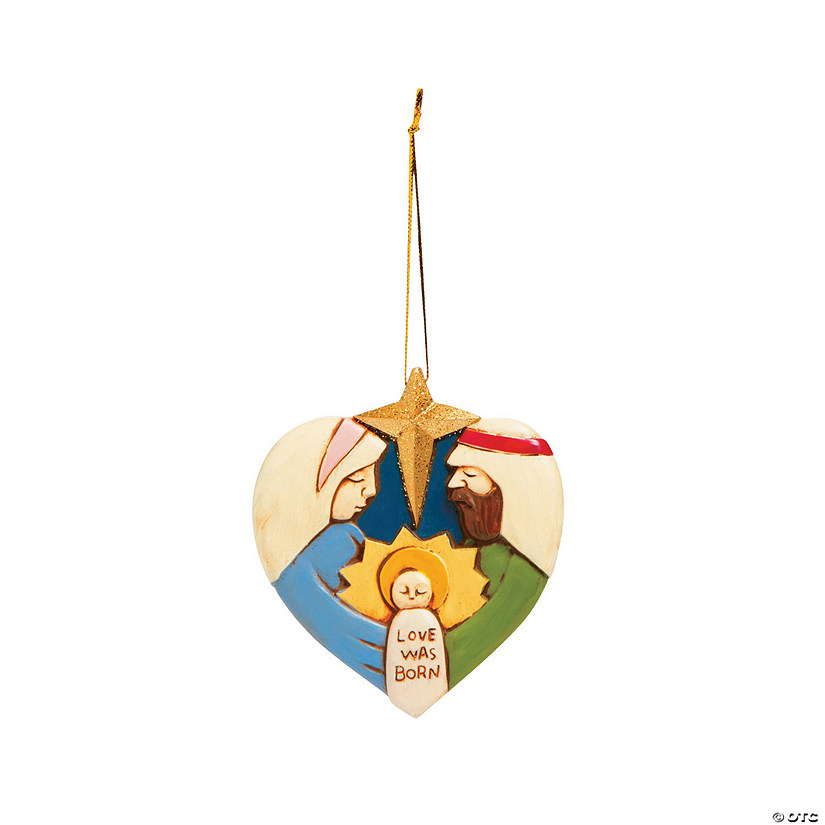 Nativity Love Was Born Resin Christmas Ornaments - 12 Pc. Image