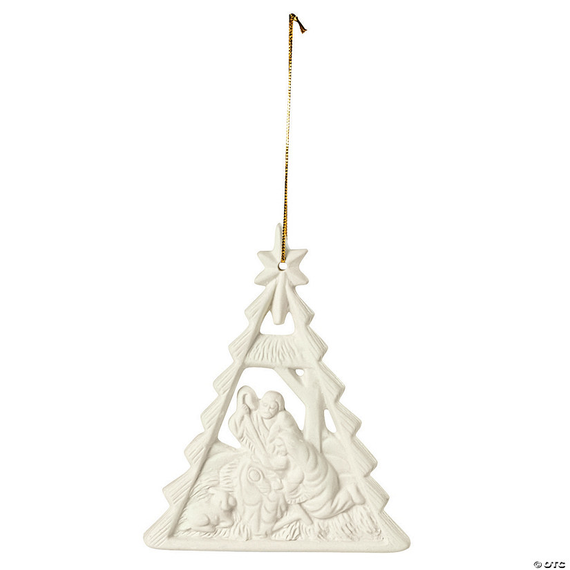 Nativity Silhouette Porcelain Christmas Tree Ornaments - 12 Pc. Image