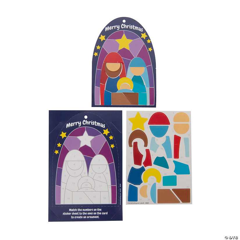 Nativity Sticker by Number Christmas Ornament Handouts - 12 Pc. Image
