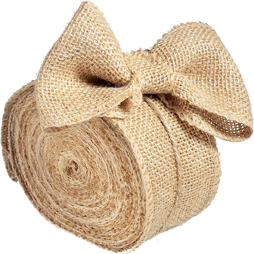 Natural Burlap Ribbons - 2.5" Wide, 10 Yards-No Wire, 100% Jute - Ideal for DIYs, Bows, Rustic weddings, Holiday/ Christmas Tree, Gift wrapping & Gift Basket Image