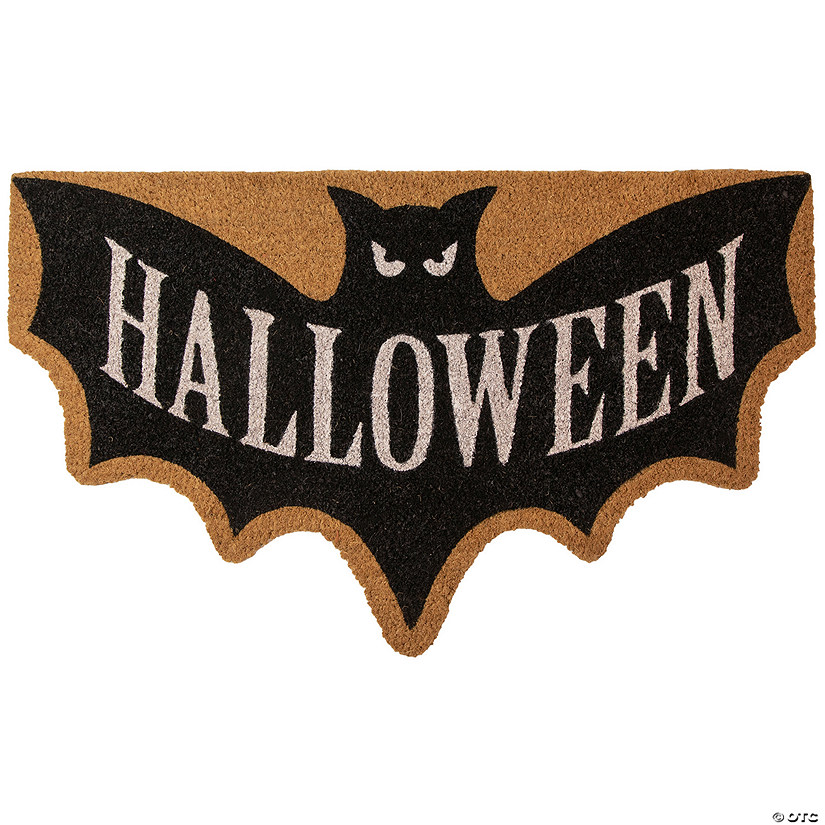 Natural Coir "Halloween" Bat Shaped Doormat 18" Proper 30" Image