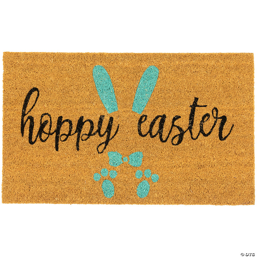 Natural Coir "Hoppy Easter" Outdoor Doormat 18" x 30" Image