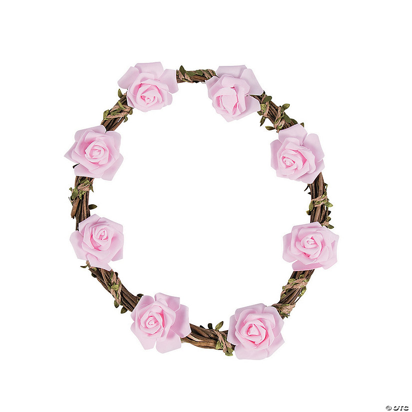 Natural Wreath with Pink Floral Accents Image