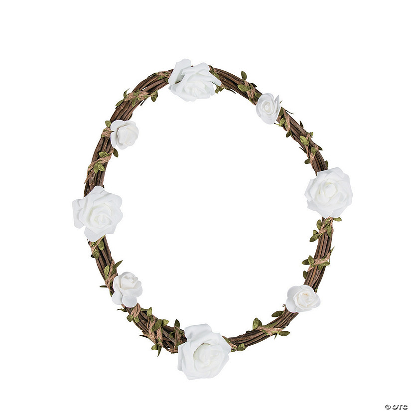 Natural Wreath with White Floral Accents Image