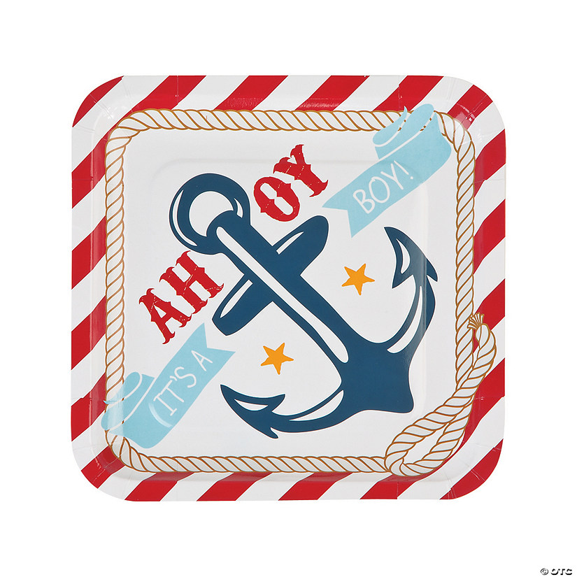 Nautical Baby Shower Party Paper Dinner Plates - 8 Ct. Image