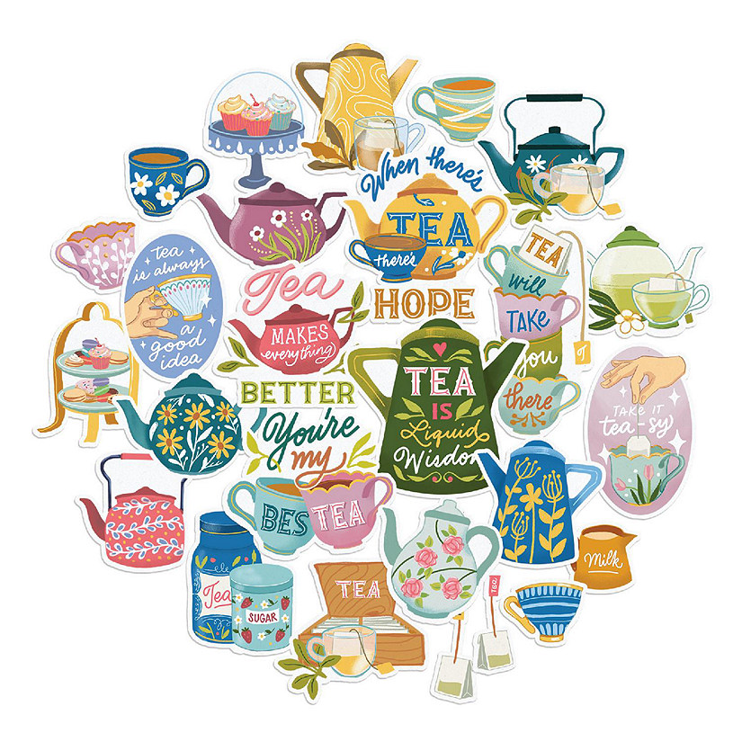 Navy Peony Calming Tea Stickers Image