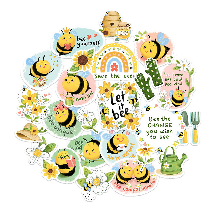 Navy Peony Honey Bee Spring Stickers Image