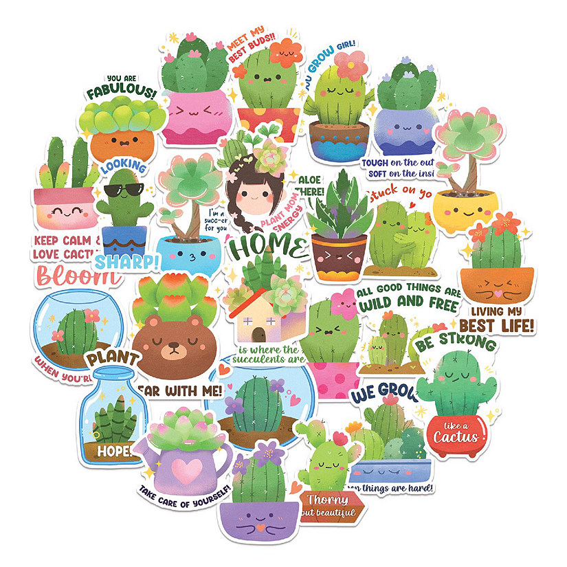 Navy Peony Lovable Cactus and Succulent Stickers Image