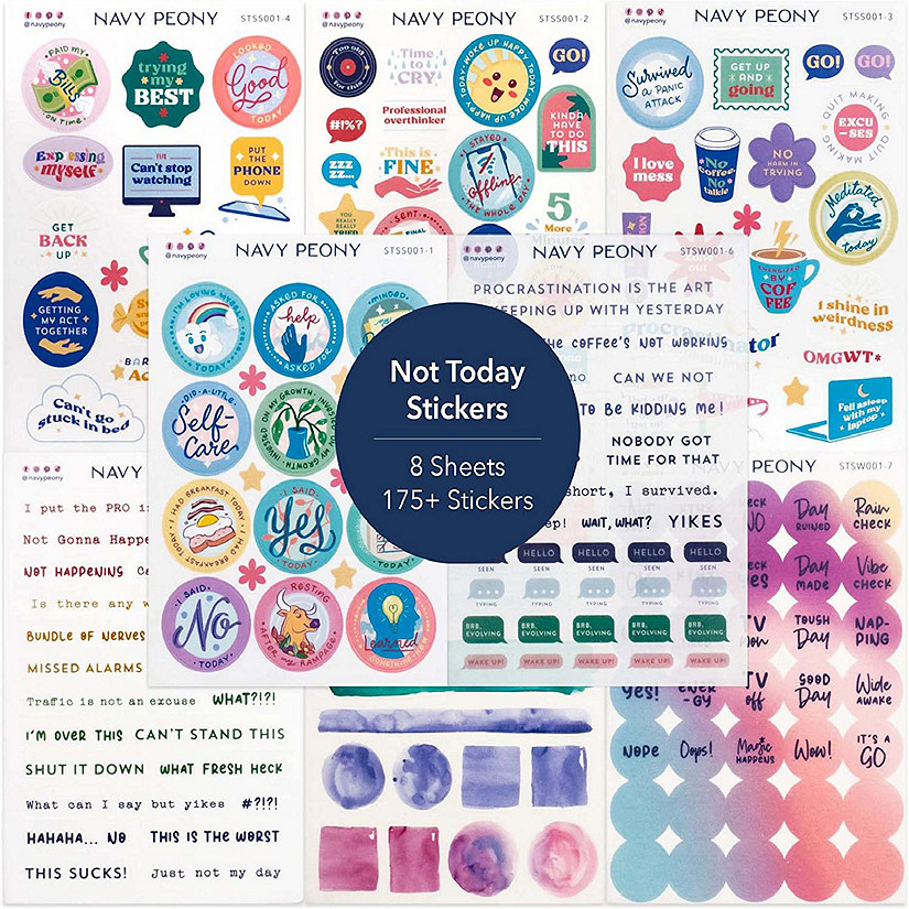 Navy Peony Mental Health Planner Stickers Image