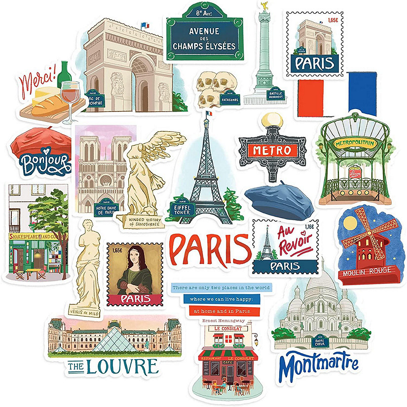 Navy Peony Passionate Paris City Travel Stickers Image