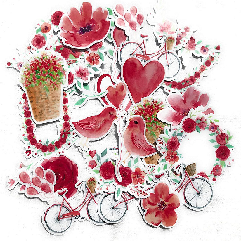 Navy Peony Red Rose Valentine Stickers Image