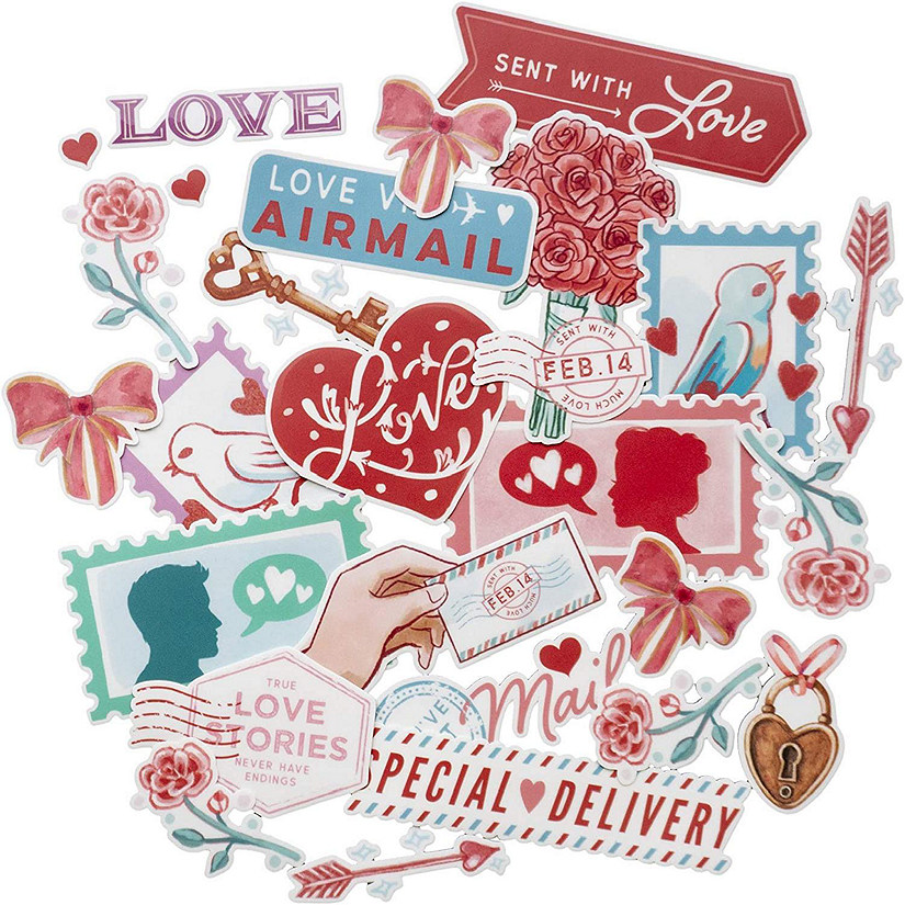 Navy Peony Vintage Valentine Couple Stickers Image