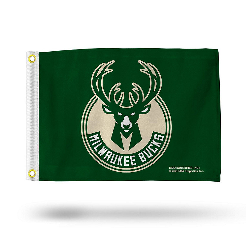 NBA Rico Industries Milwaukee Bucks 12" x 18" Flag - Double Sided - Great for Boat/Golf Cart/Home Image