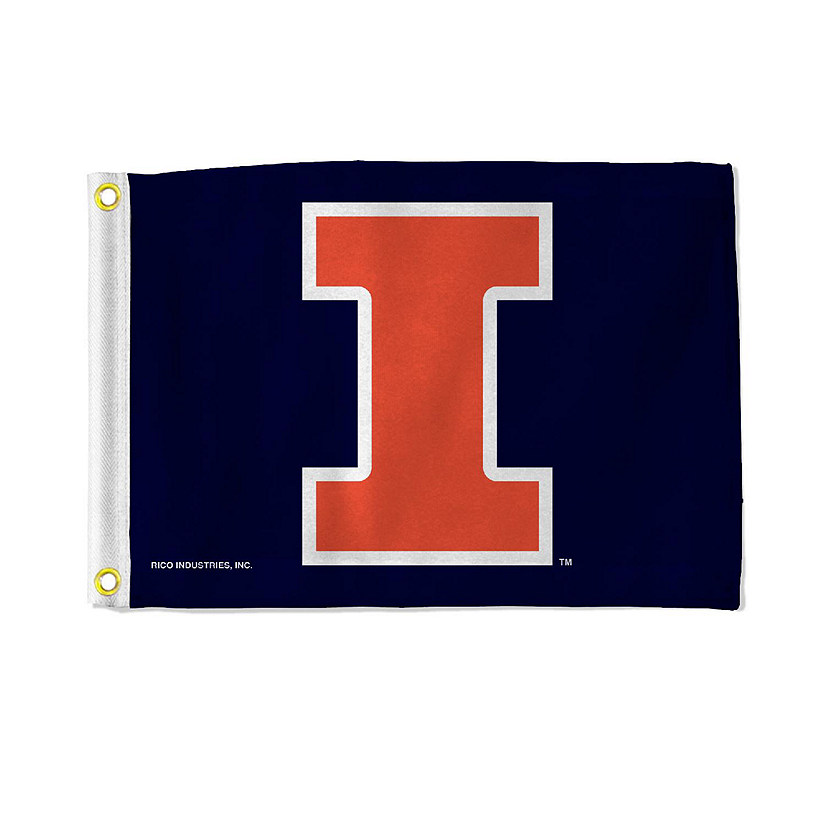 NCAA Rico Industries Illinois Fighting Illini 12" x 18" Flag - Double Sided - Great for Boat/Golf Cart/Home Image