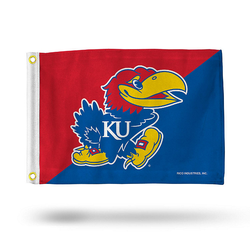 NCAA Rico Industries Kansas Jayhawks 12" x 18" Flag - Double Sided - Great for Boat/Golf Cart/Home Image